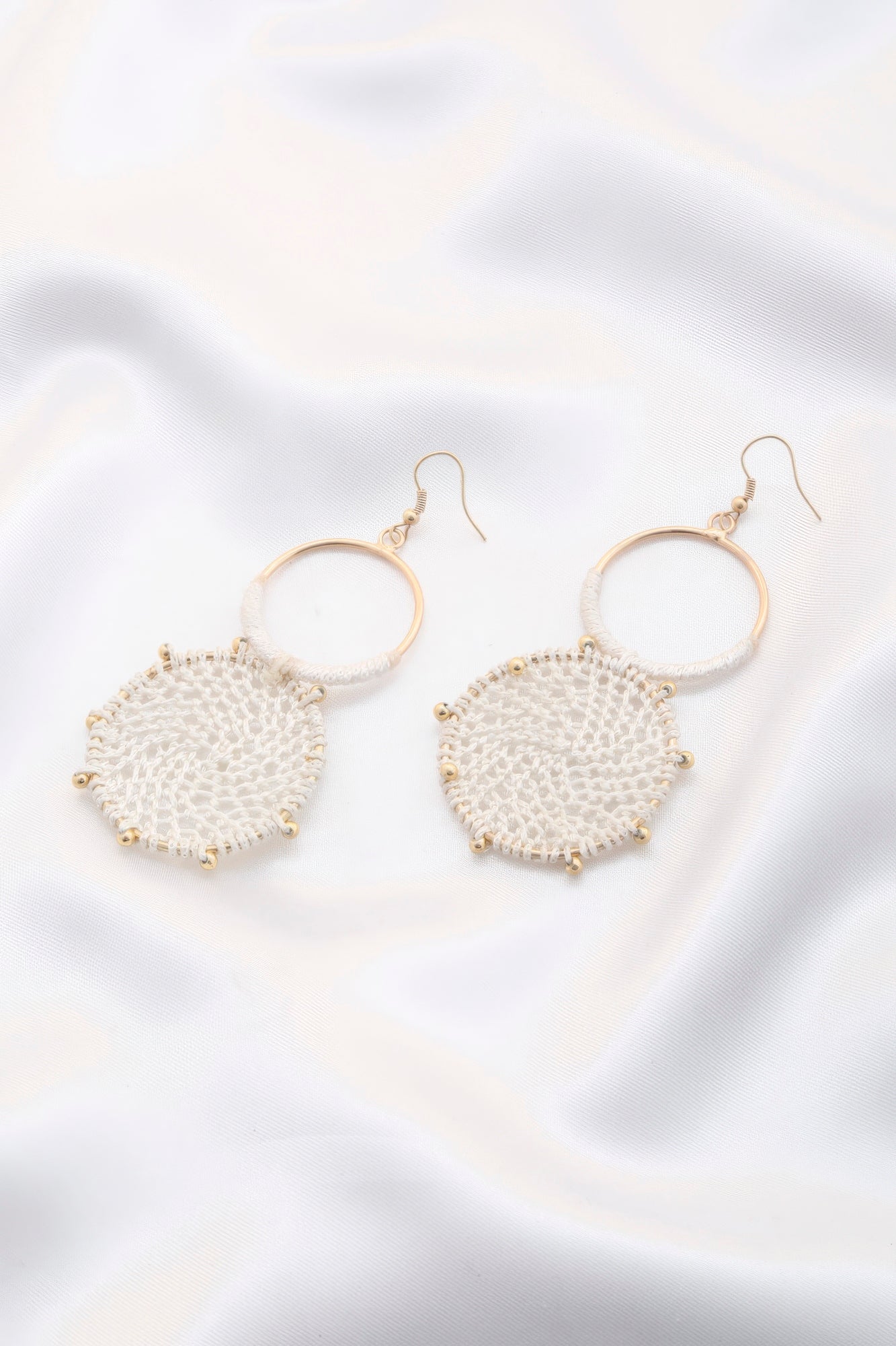 Double Hoop Thread-Wrapped Beaded Earrings Secondary image
