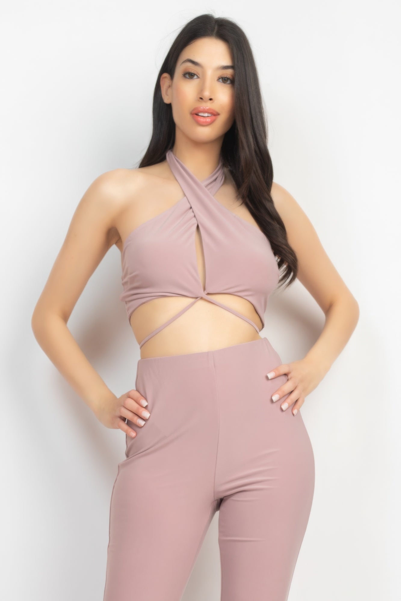 Coco Halter Cutout Top and Flared Pants Set Secondary image
