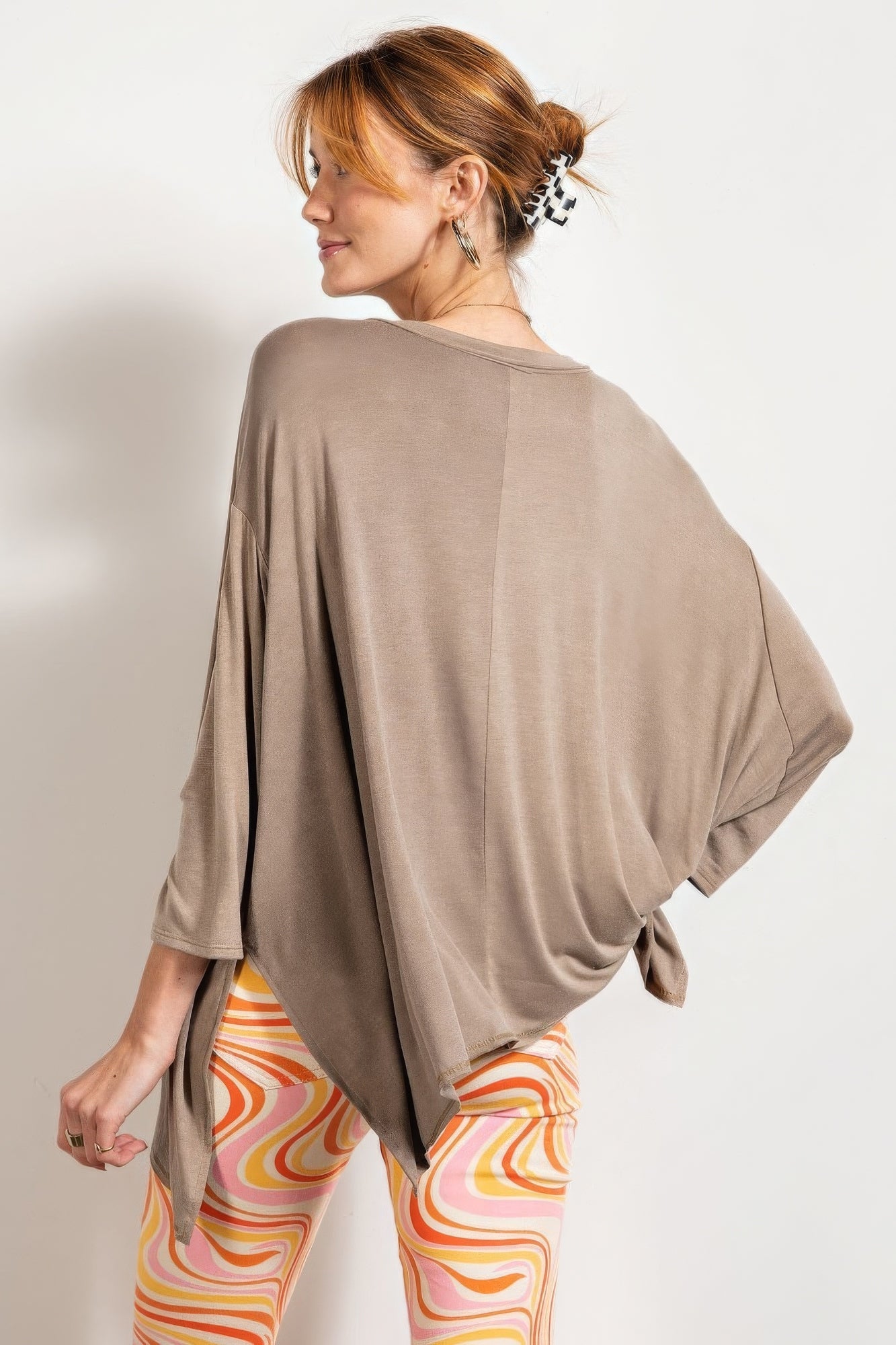 Mushroom Washed Oversized Top with Chest Pocket Secondary image