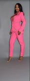 2 Piece Powersuit Blazer & Pants Set With Rhinestone Letterings On Blazer