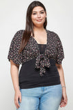 Plus Size Ditsy Floral Print Cropped Bolero Cardigan