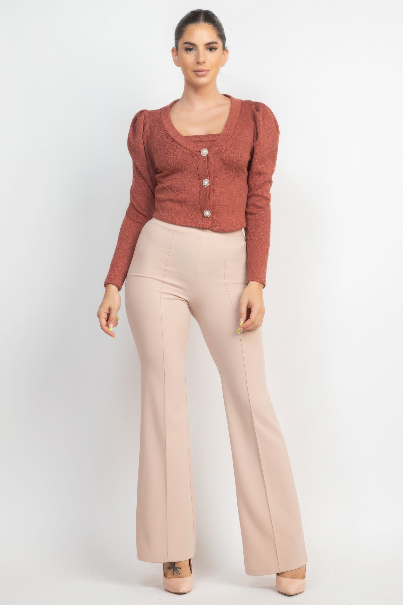 Smokey Mauve Cropped Blazer and Cami Set Secondary image