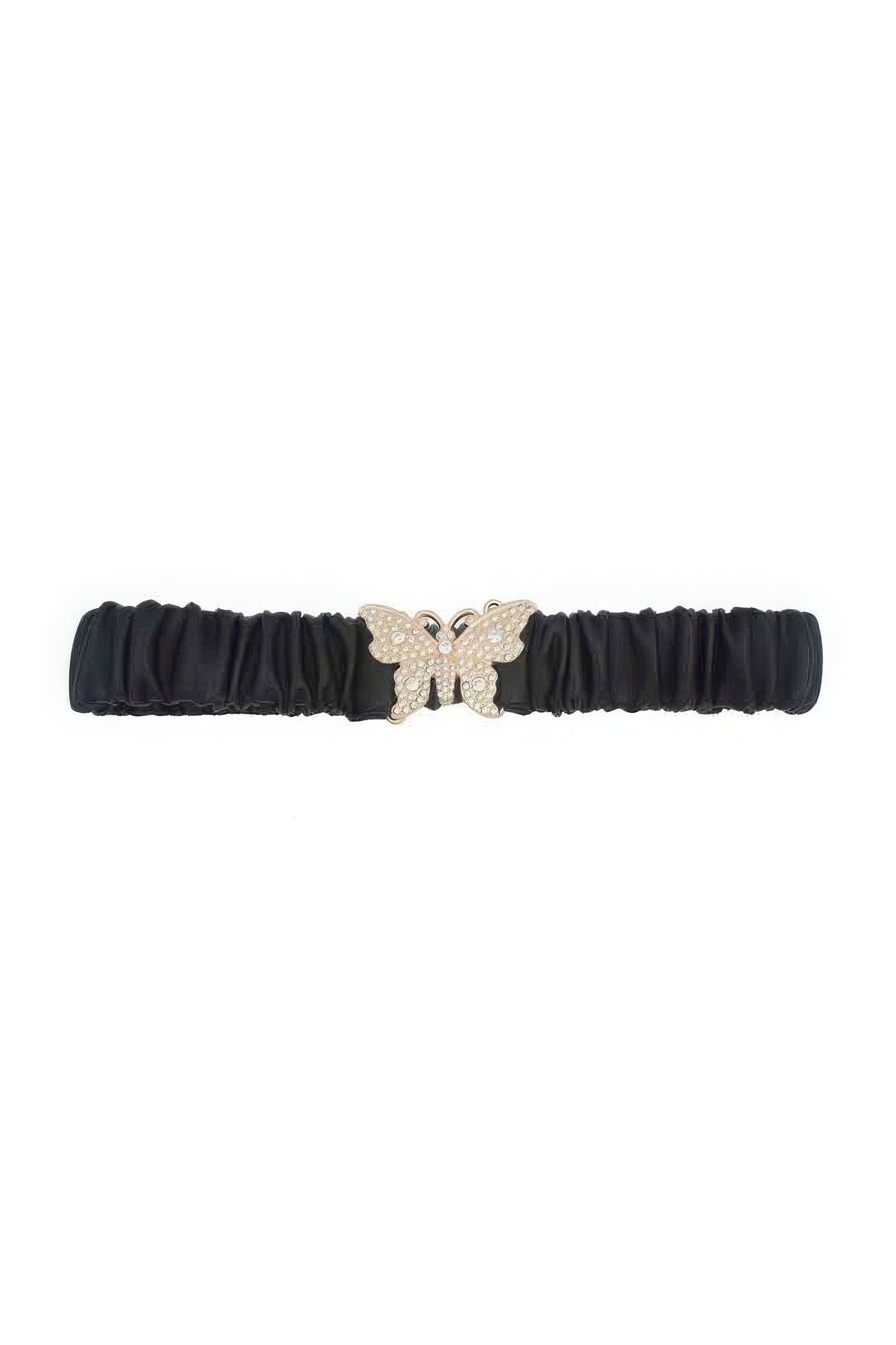 Rhinestone Butterfly Ruched Elastic Belt Secondary image