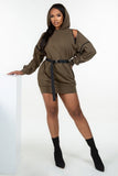 Double Zipper Long Sleeve Hooded Mini Dress