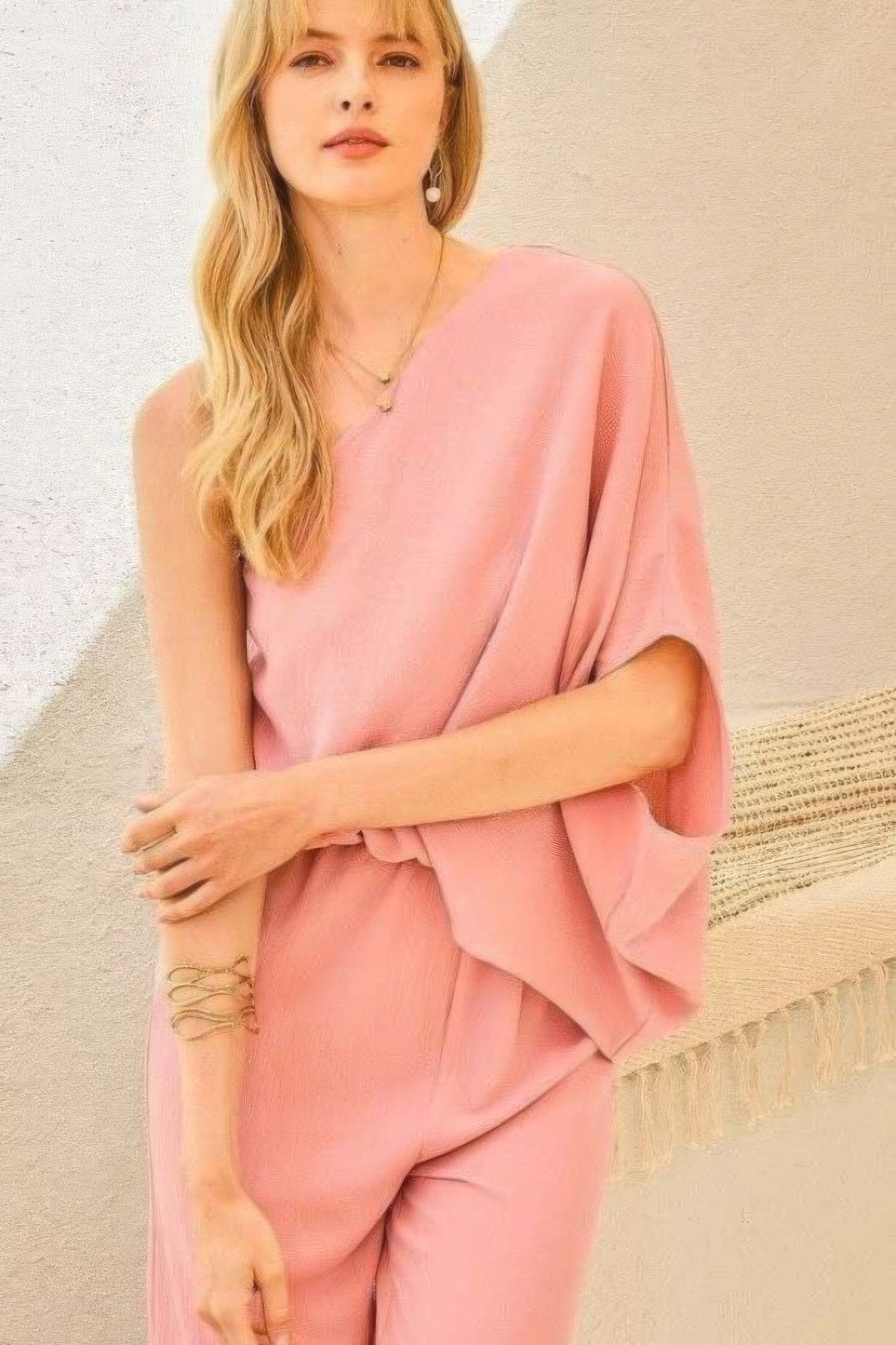 Mauve One-Shoulder Wide-Leg Jumpsuit Secondary image
