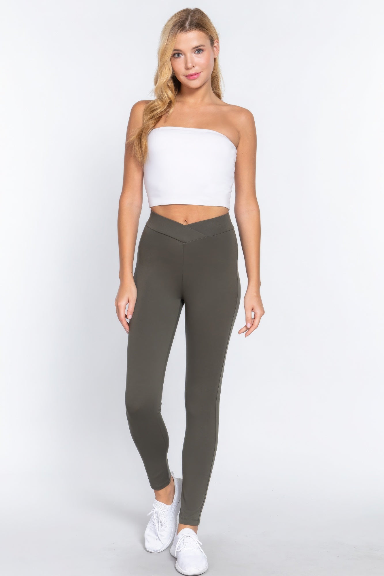 New Olive Crossover-Waist Ponte Skinny Pants Secondary image