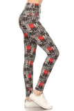 5-inch Long Yoga Style Banded Lined Puzzle Printed Knit Legging With High Waist