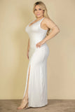 Plus Size Plunge Neck Thigh Split Maxi Dress