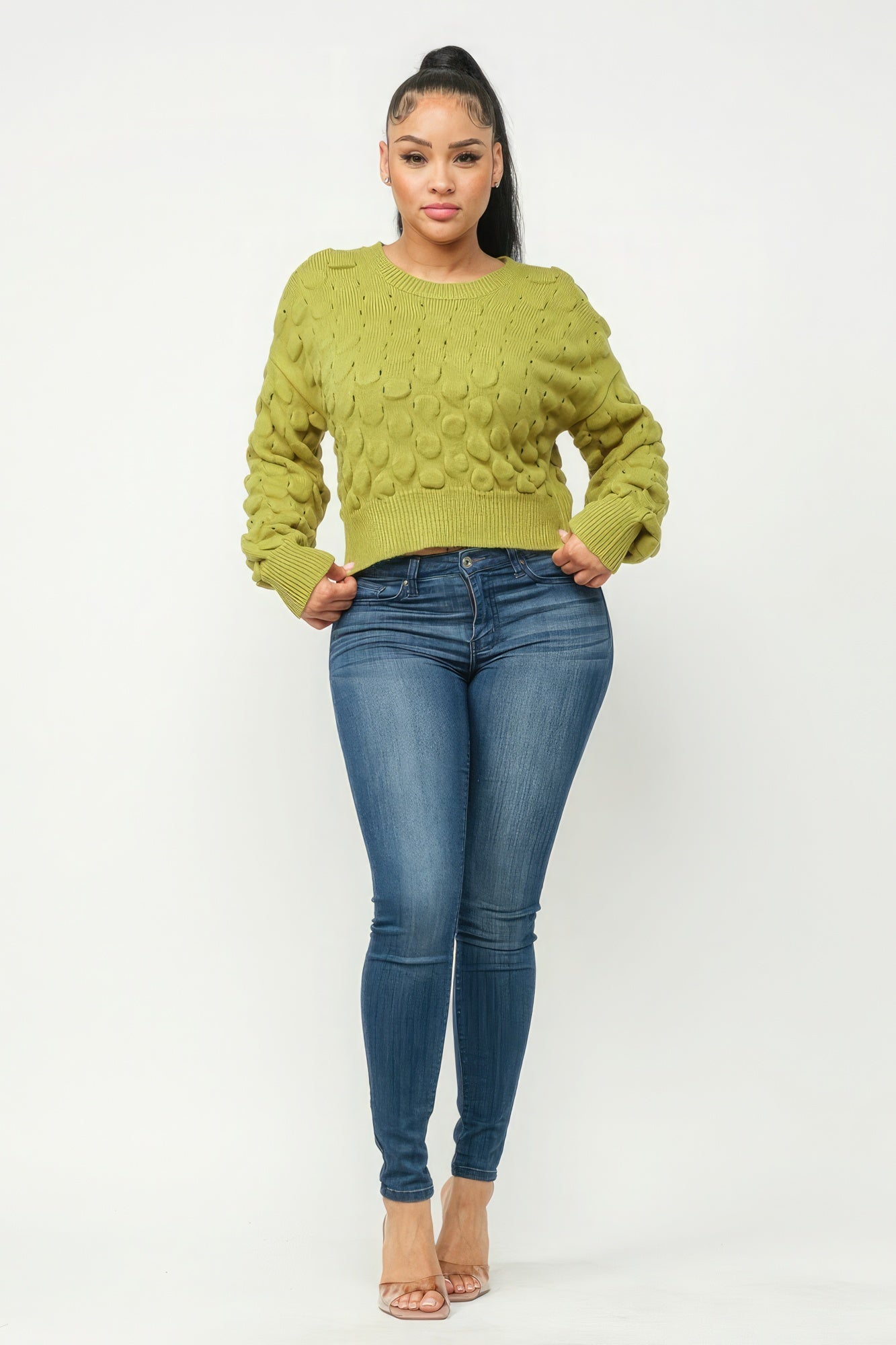 Avocado Textured Knit Sweater Top Secondary image