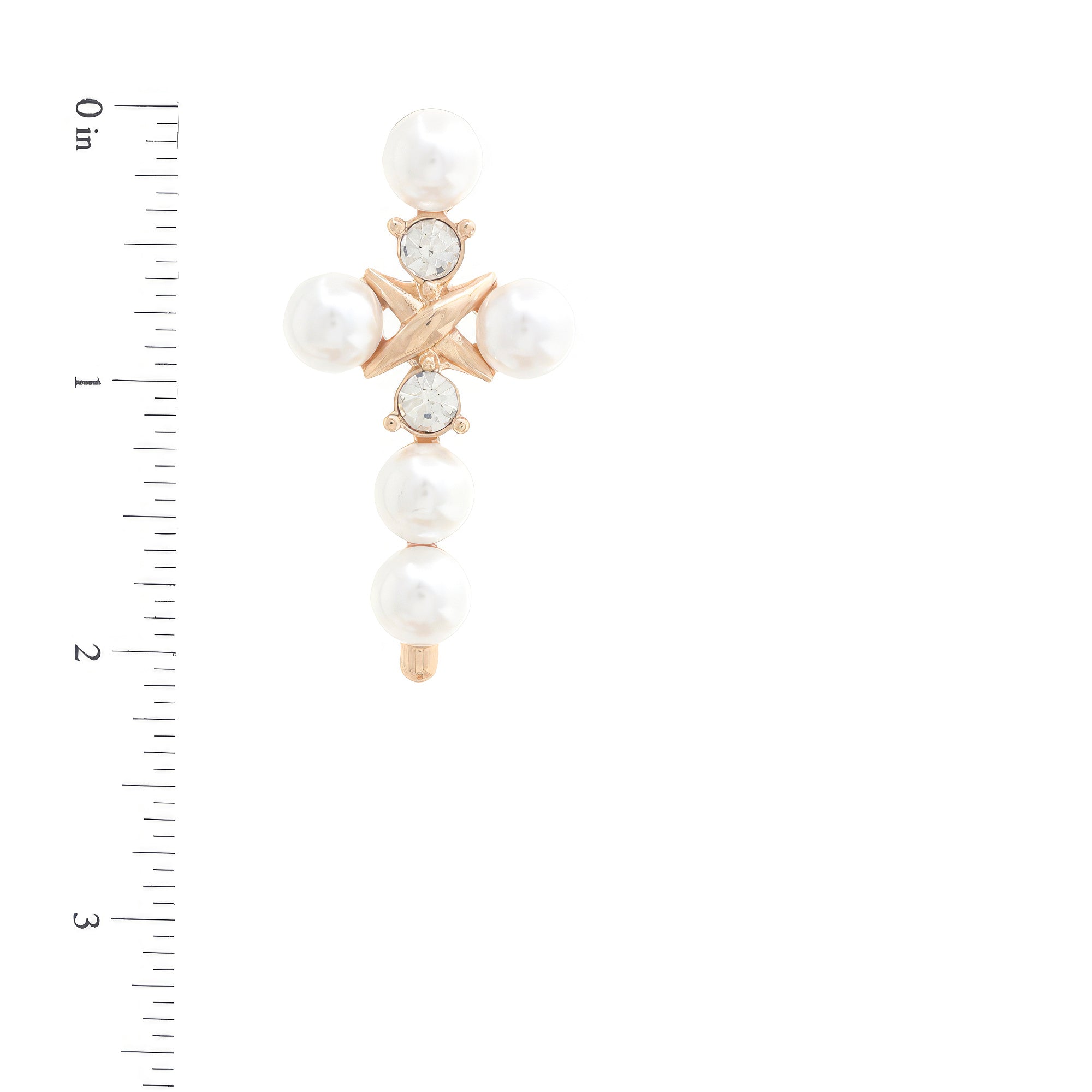 Gold Pearl Beaded Cross Drop Earrings Secondary image