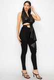 Faux Leather Top Pants Set