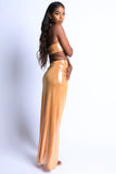 Foil Surplice Halter Top And Opened Maxi Skirt