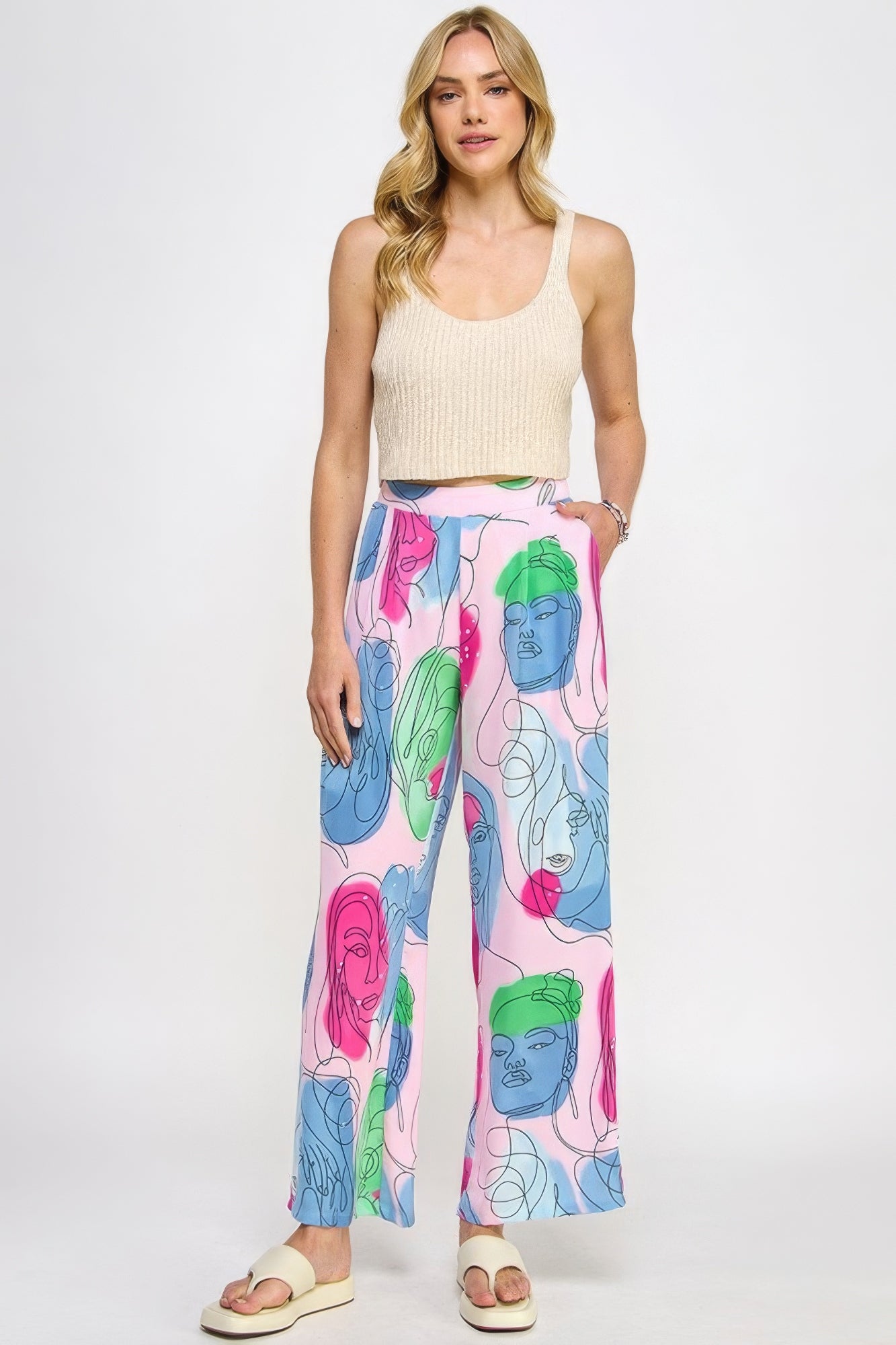 Bubble Gum Multi Printed Wide-Leg Pants Secondary image
