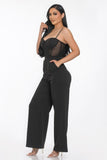 Mesh Insert Cup Wide Leg Jumpsuit