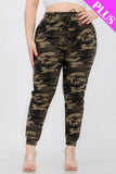 Plus Size French Terry Camo Print Joggers