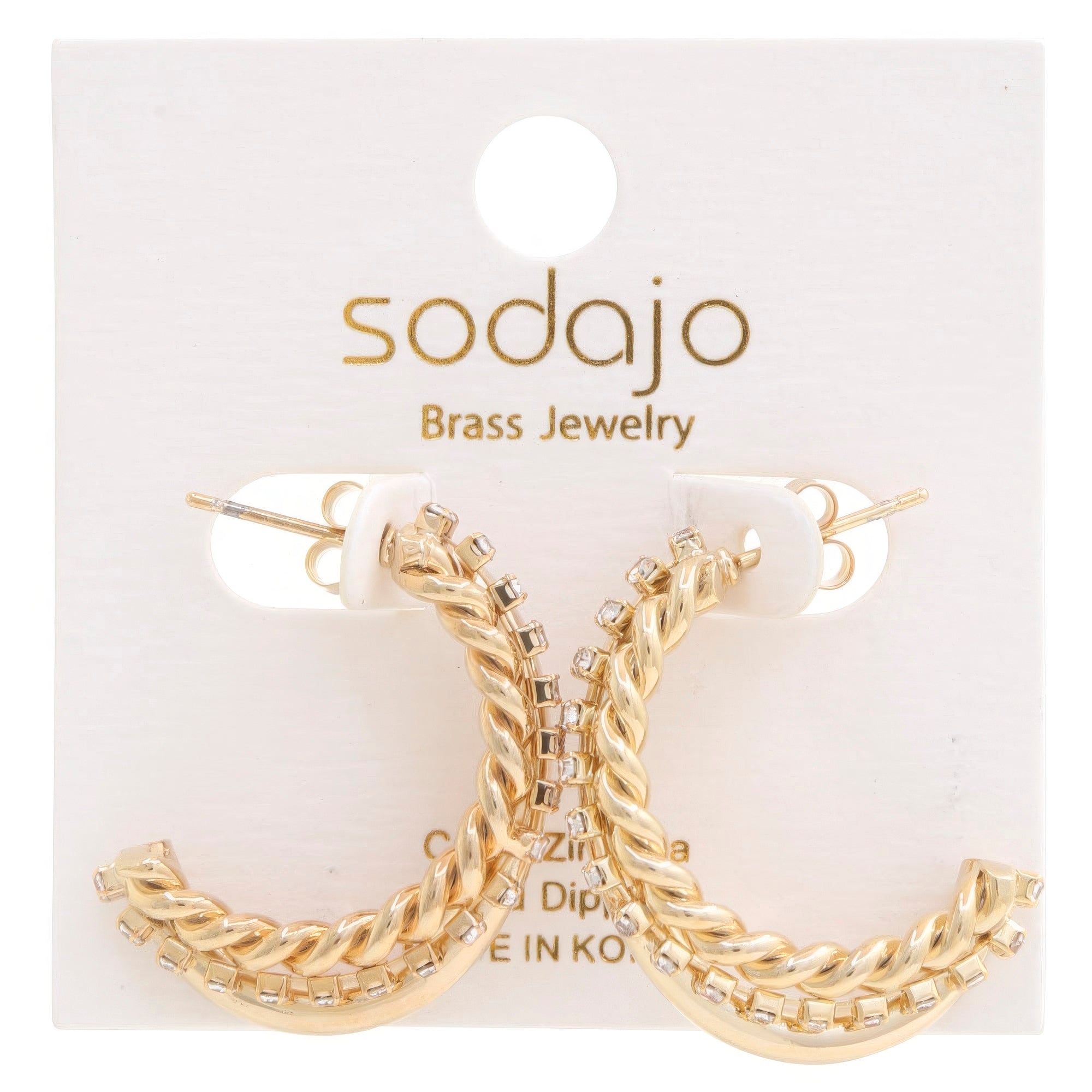 Rhinestone Rope Open Hoop Earrings Secondary image