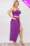 Plus Size Crop Cami & Split Thigh Maxi Skirt Set