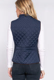 Suede Piping Quilted Padding Vest