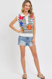 Flower Patch Stripe Knit Top