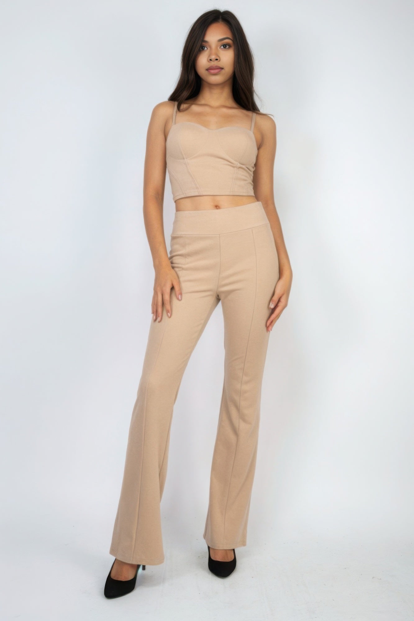 Taupe Sweetheart Neckline Corset Crop Top Secondary image