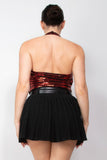 Surplice Halter Sequin Top