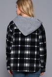 Plaid Print Hoodie Fleece Jacket