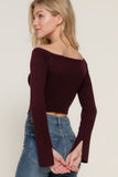 Long flare slv off shoulder sweater