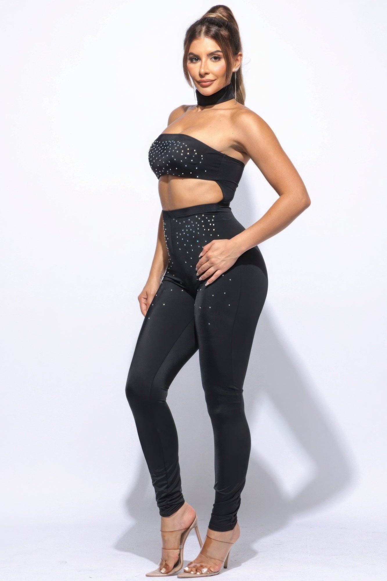 Black Choker Tube Top and Pants Set Secondary image