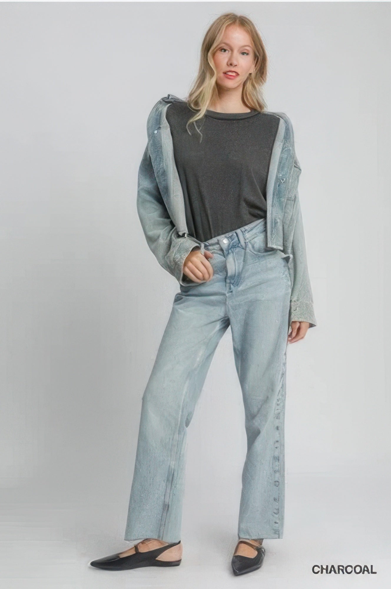 Charcoal Stretch Modal Long-Sleeve Top Secondary image