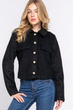Long Slv Teddy Fleece Short Jacket
