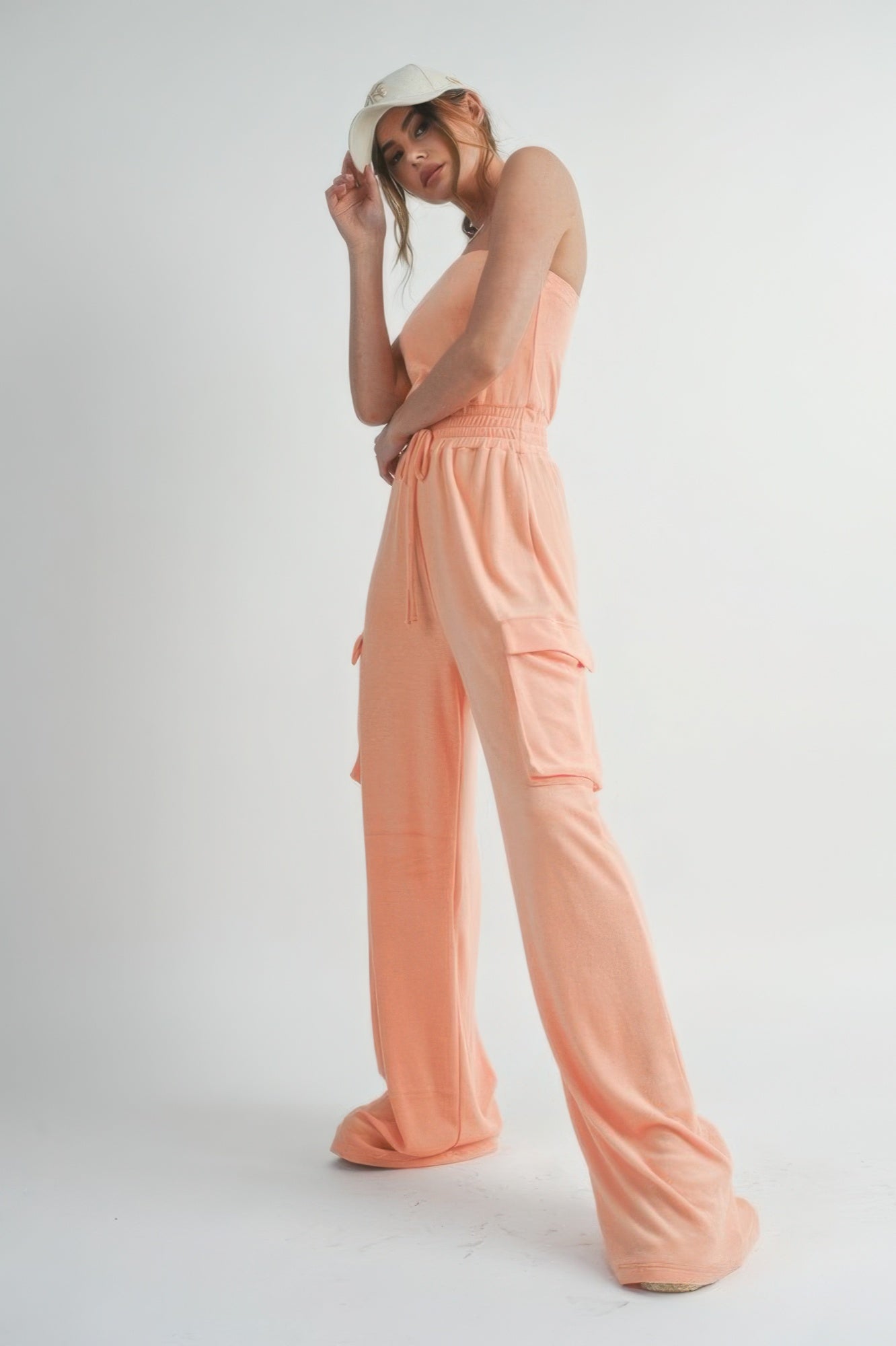 Peach Tube Top Wide-Leg Jumpsuit Secondary image