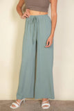 Drawstring Waist Wide Leg Minimalist Pants