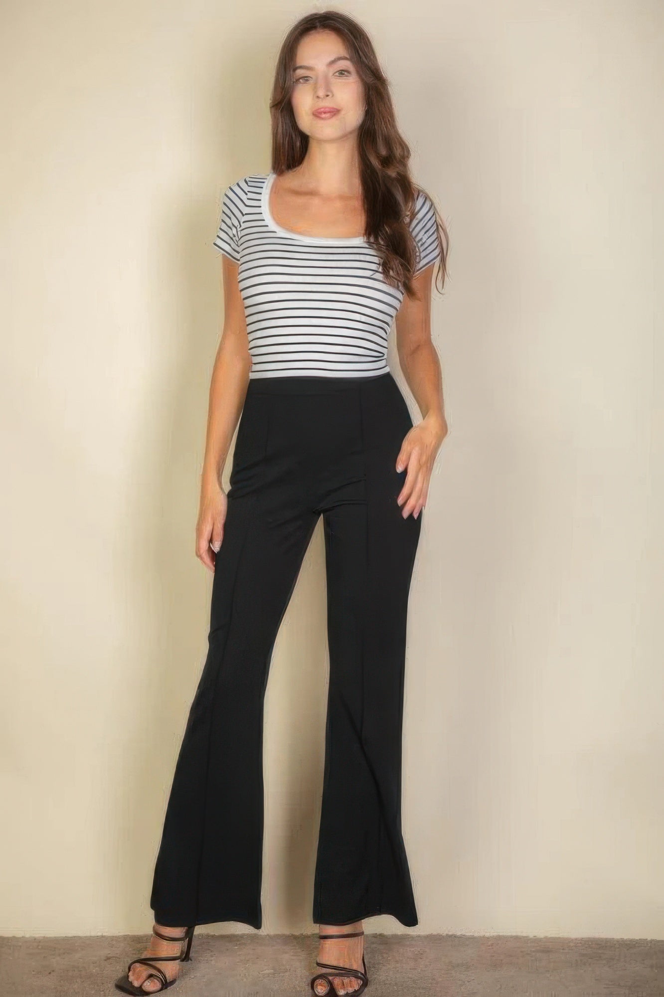 Black High-Rise Stretch Crepe Flare Pants Secondary image