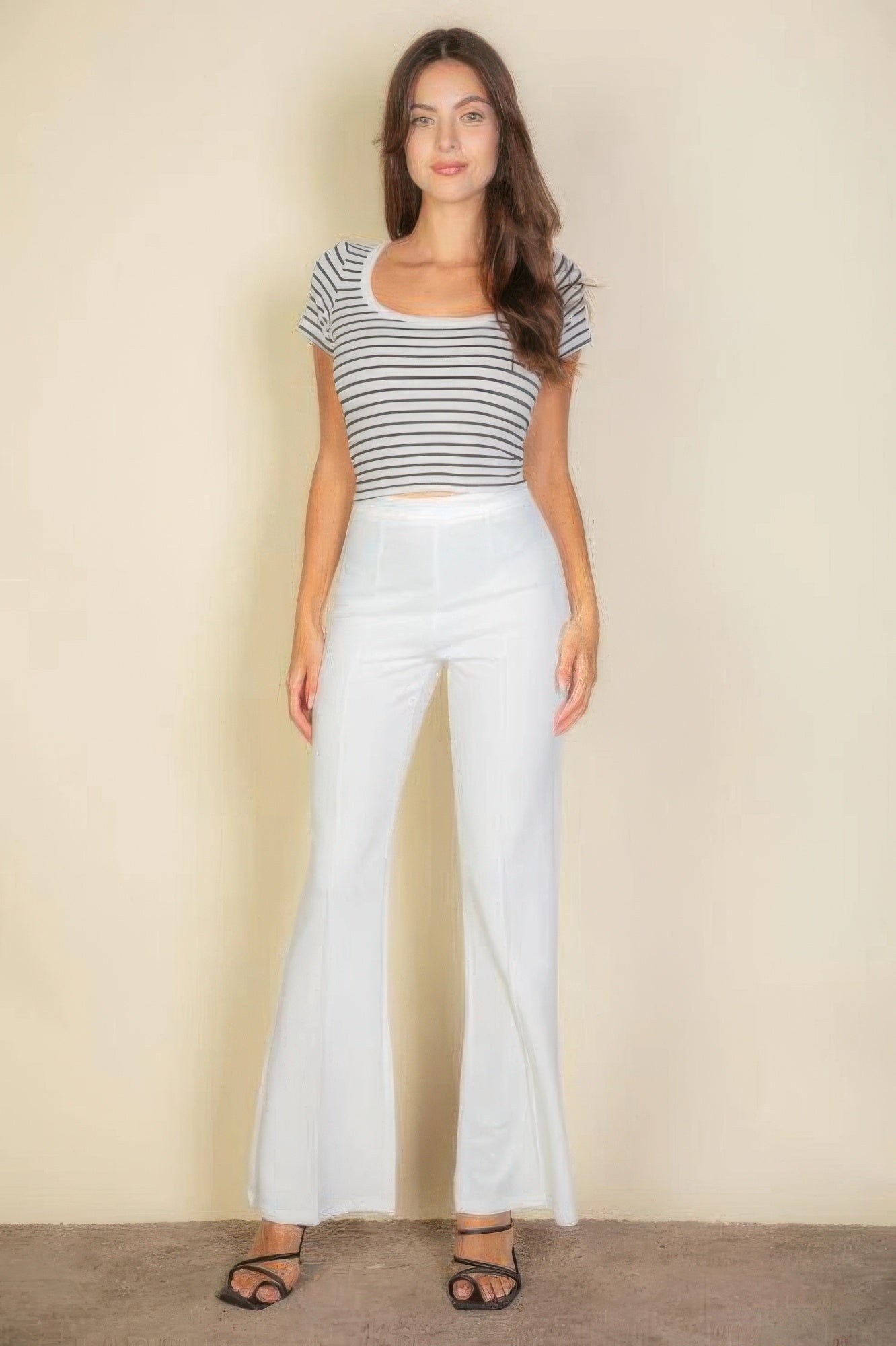 White High-Rise Stretch Crepe Flare Pants Secondary image