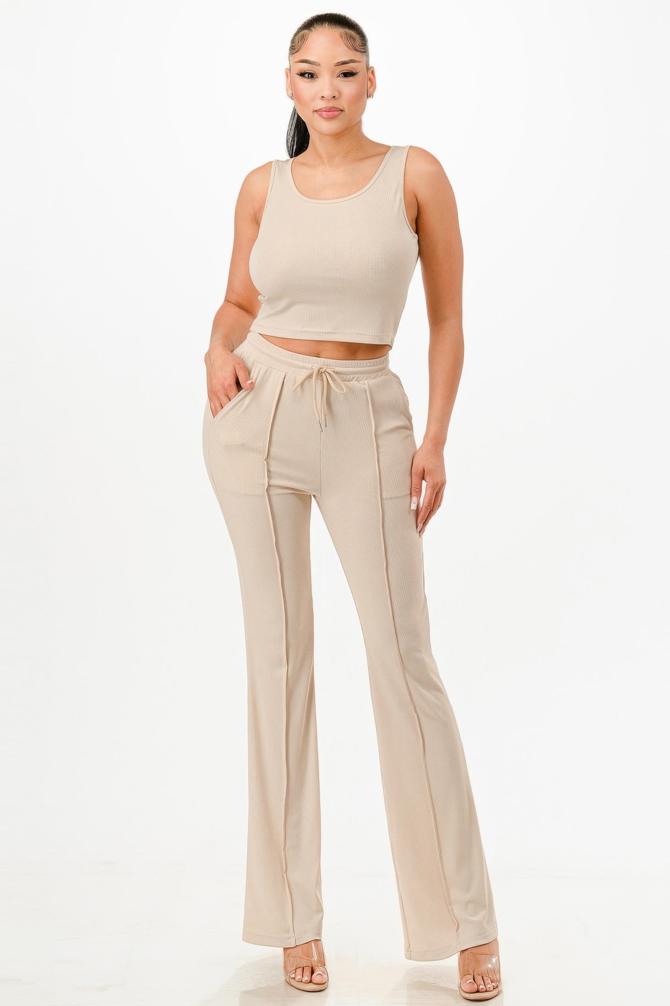 Ribbed Tank and Drawstring Pants Set Secondary image
