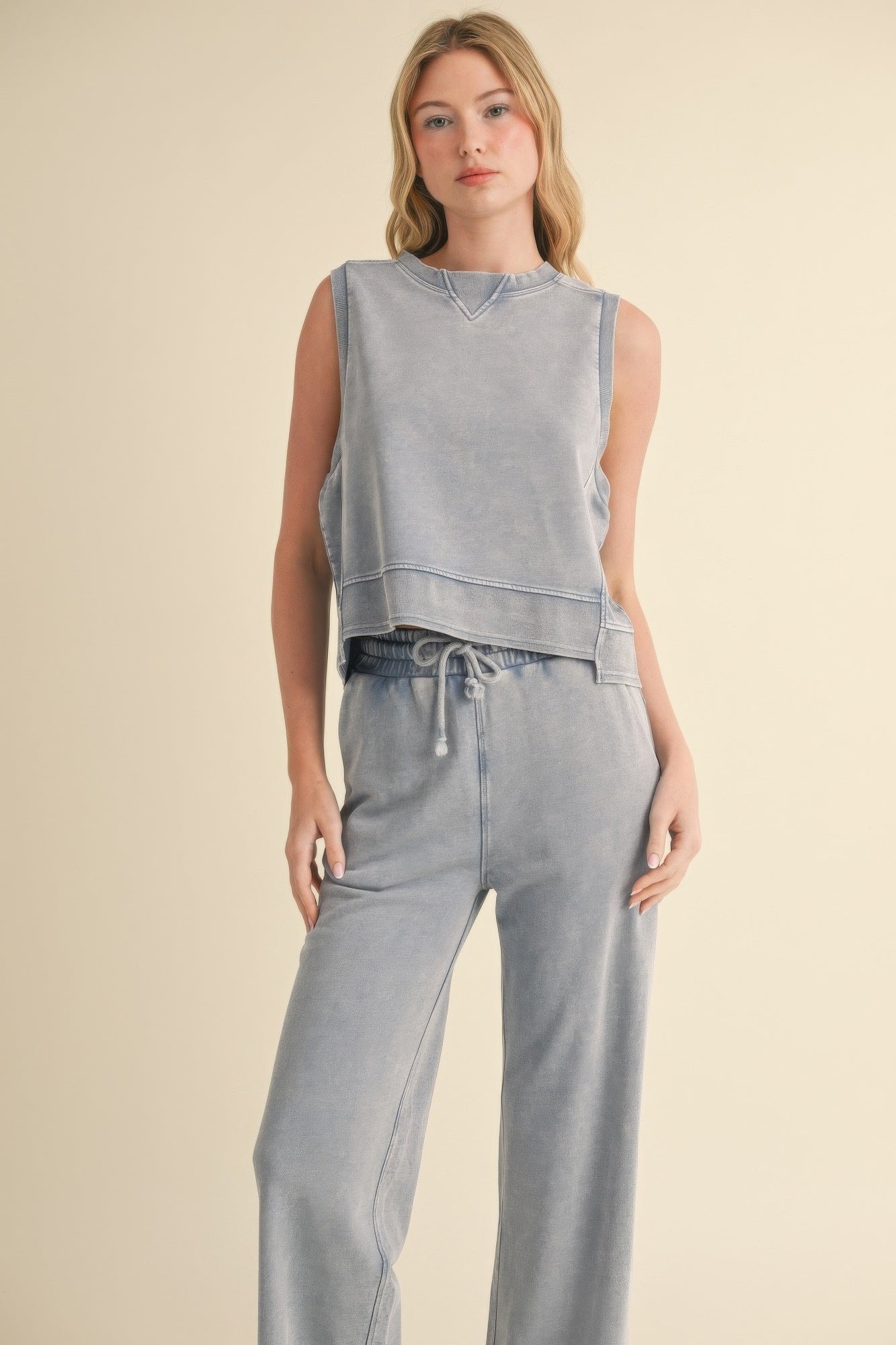 Blue Mineral Wash Boxy Sleeveless Top Secondary image