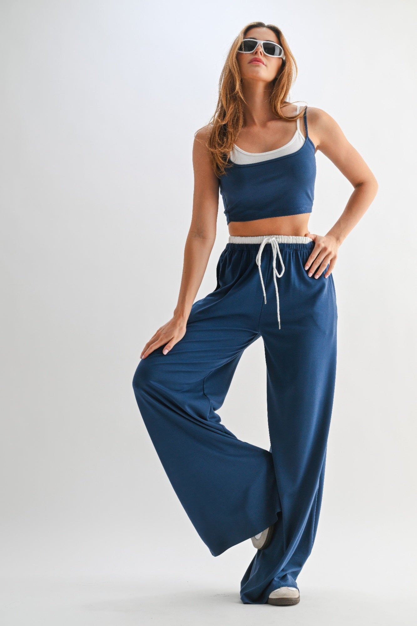 Insignia Blue Lounge Pants and Crop Top Set Secondary image