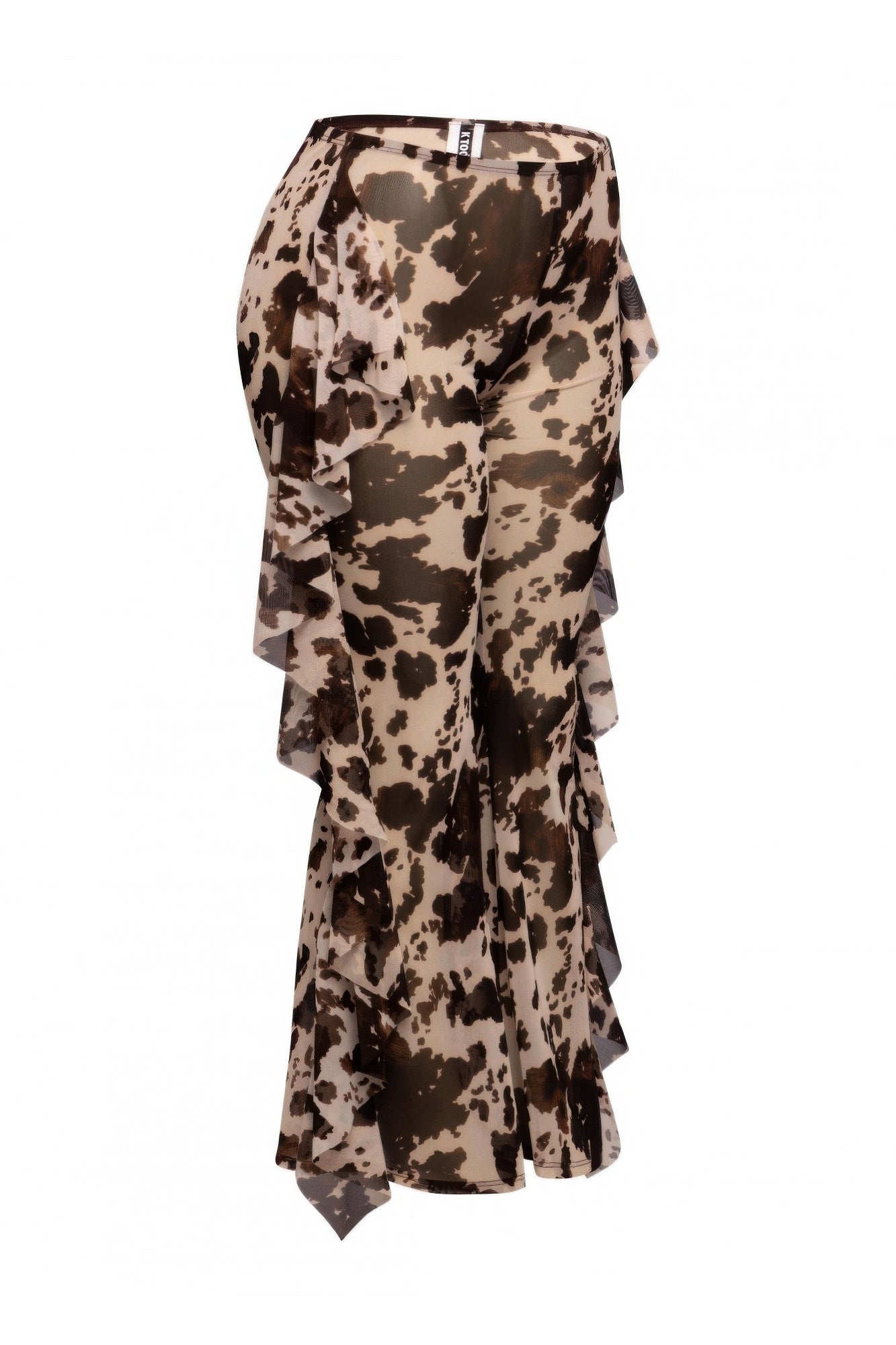 Printed Mesh Pants with Cascading Side Ruffles Secondary image