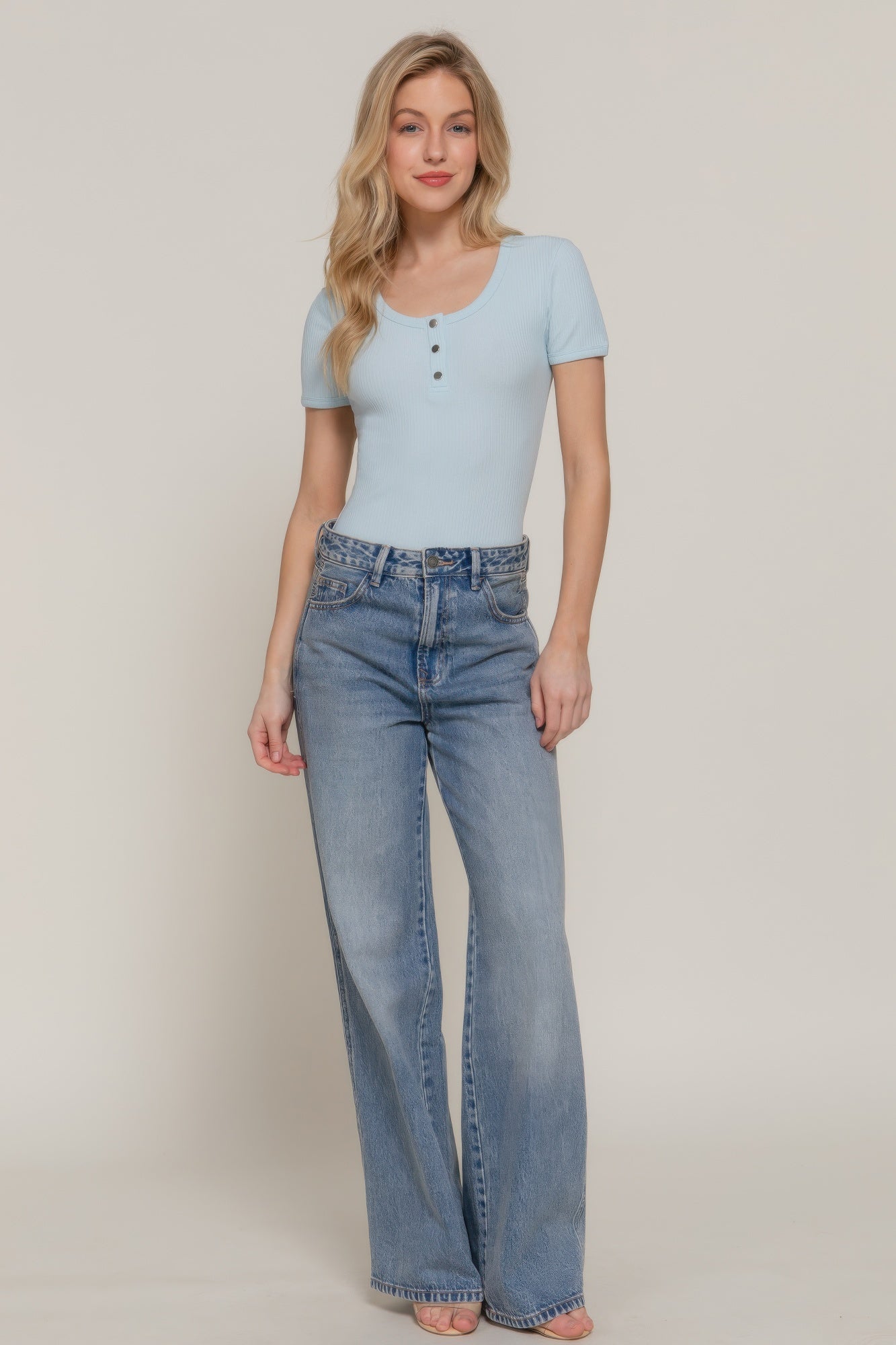 Ribbed Short-Sleeve Scoop Neck Bodysuit Secondary image