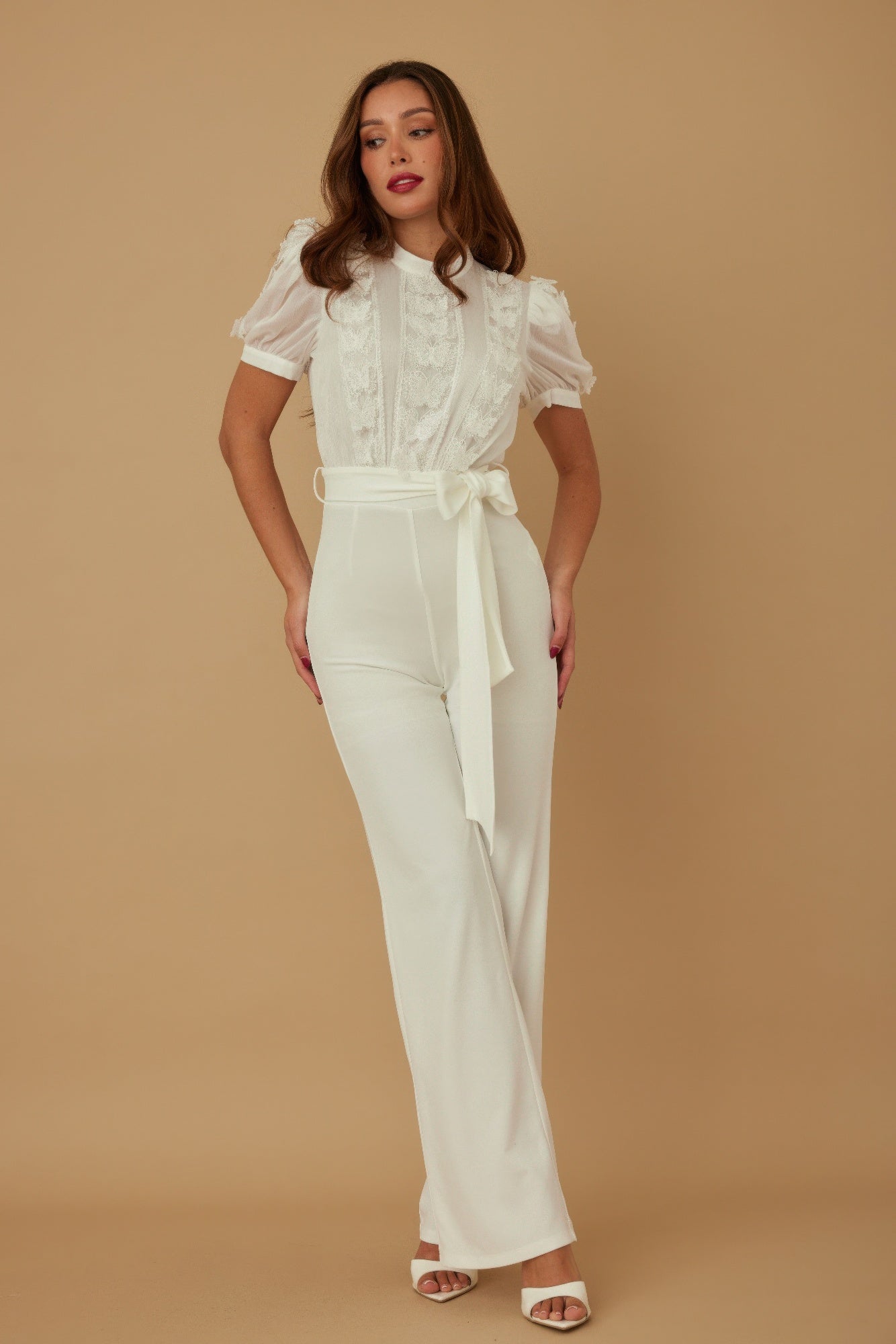 White Butterfly Lace Wide-Leg Jumpsuit Secondary image