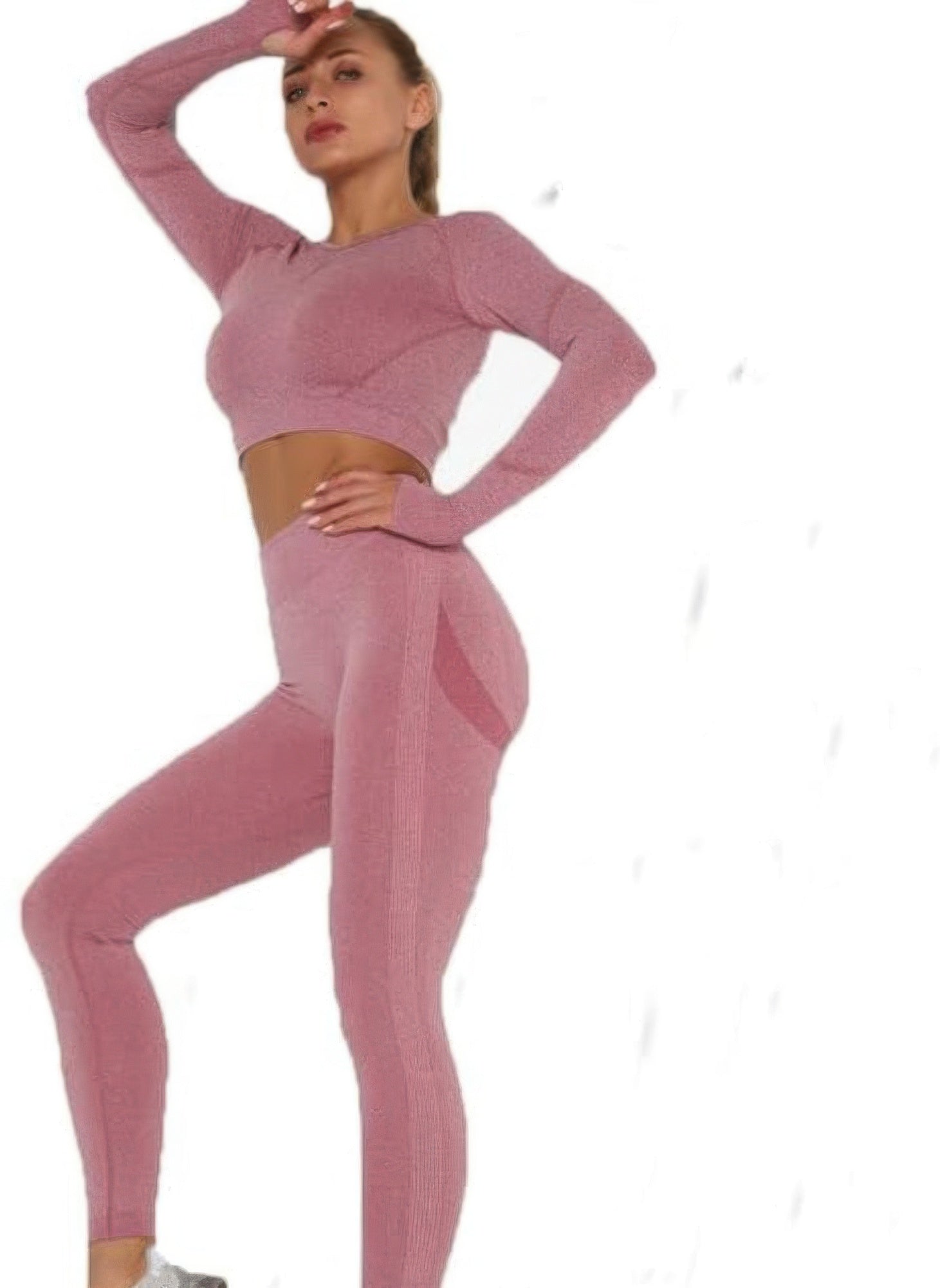 Berry Seamless Crop Top and Leggings Set Secondary image