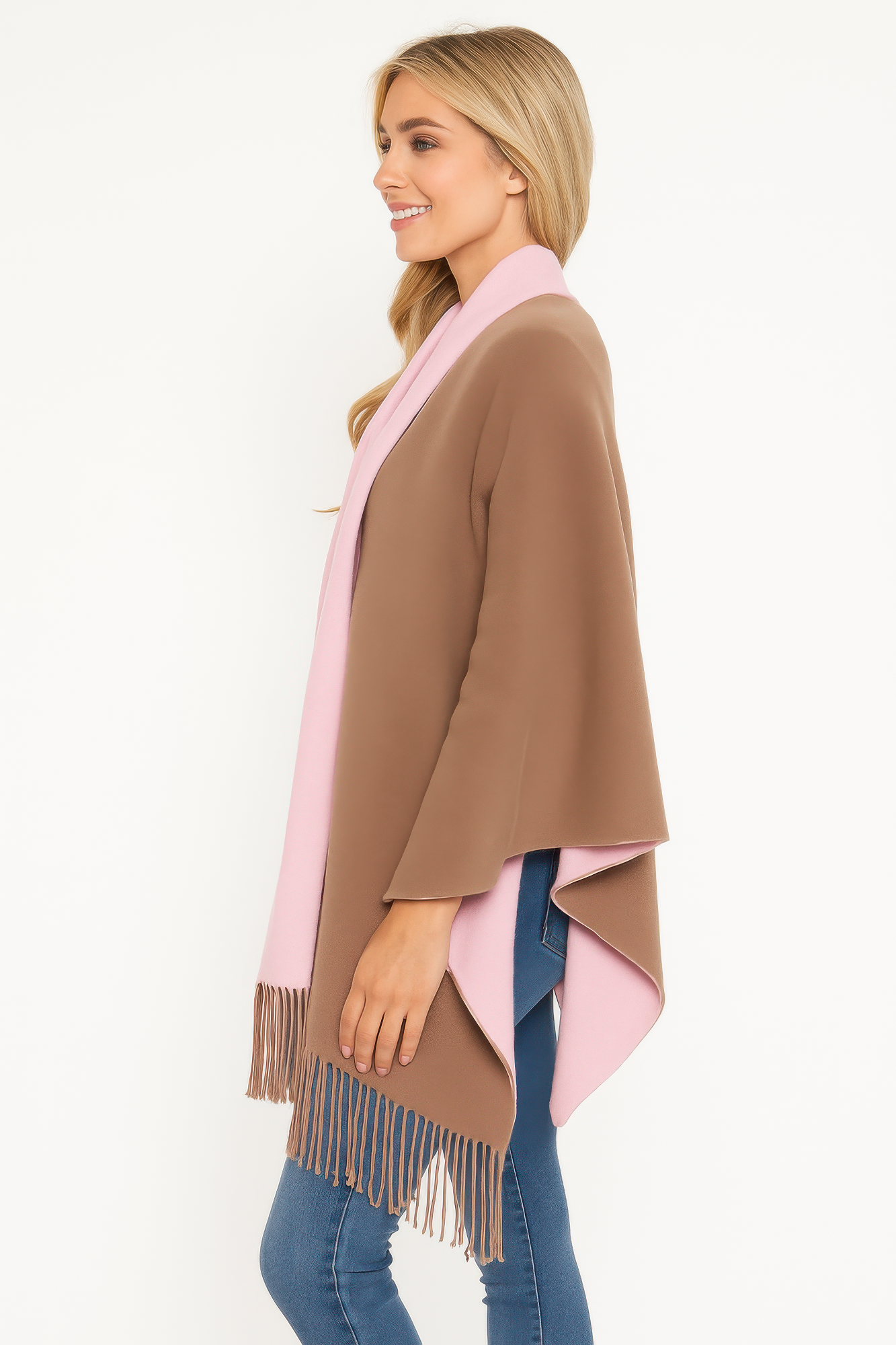 Fringe-Trim Open Front Wrap Secondary image