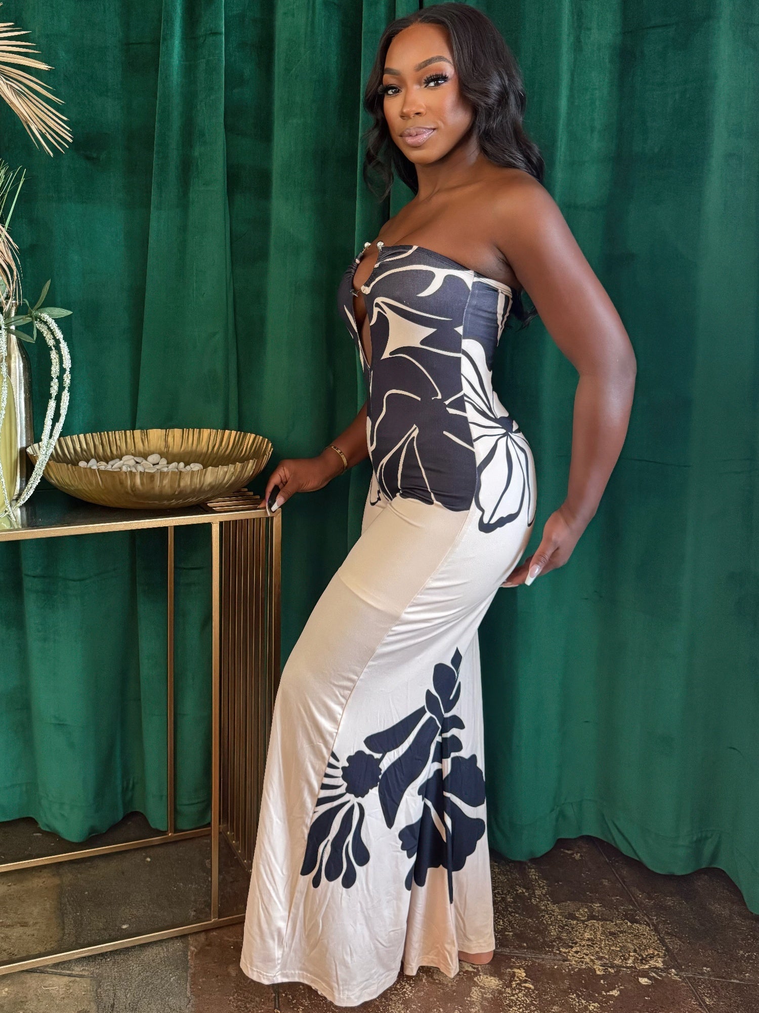 Cream Floral Cutout Wide-Leg Jumpsuit Secondary image