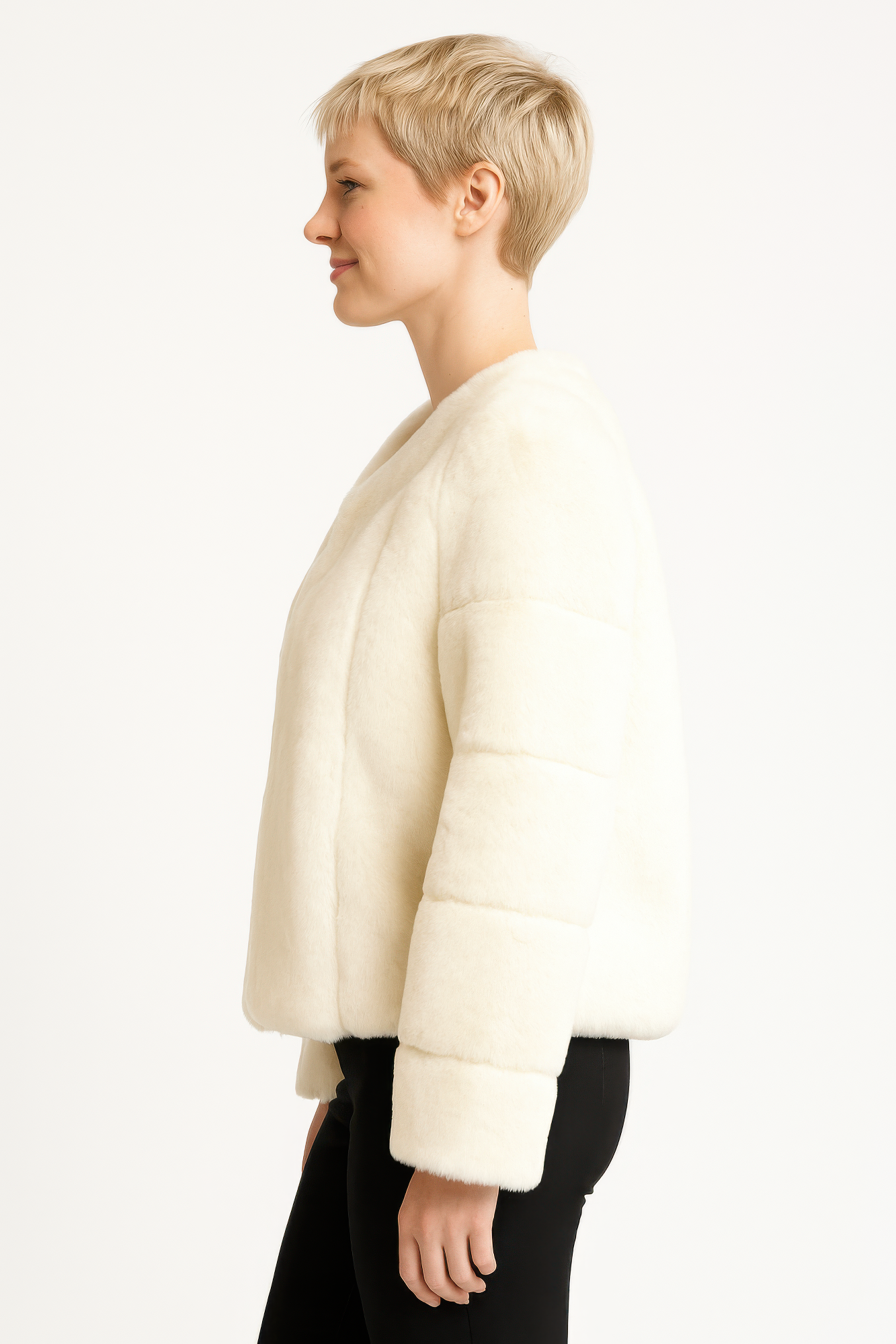 Ivory Plush Long-Sleeve Outer Layer Secondary image