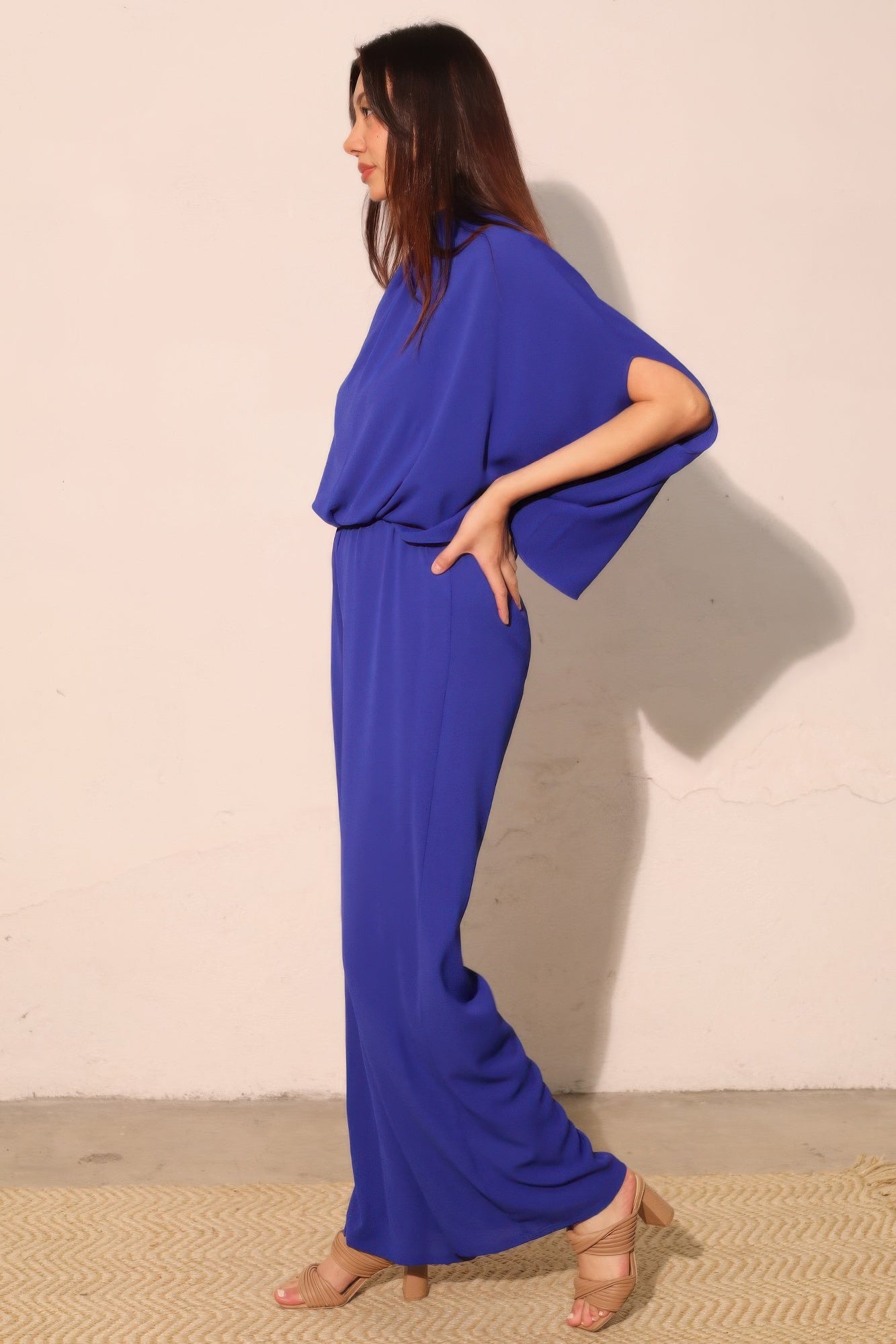 Blue Mock Neck Caftan-Style Wide-Leg Jumpsuit Secondary image