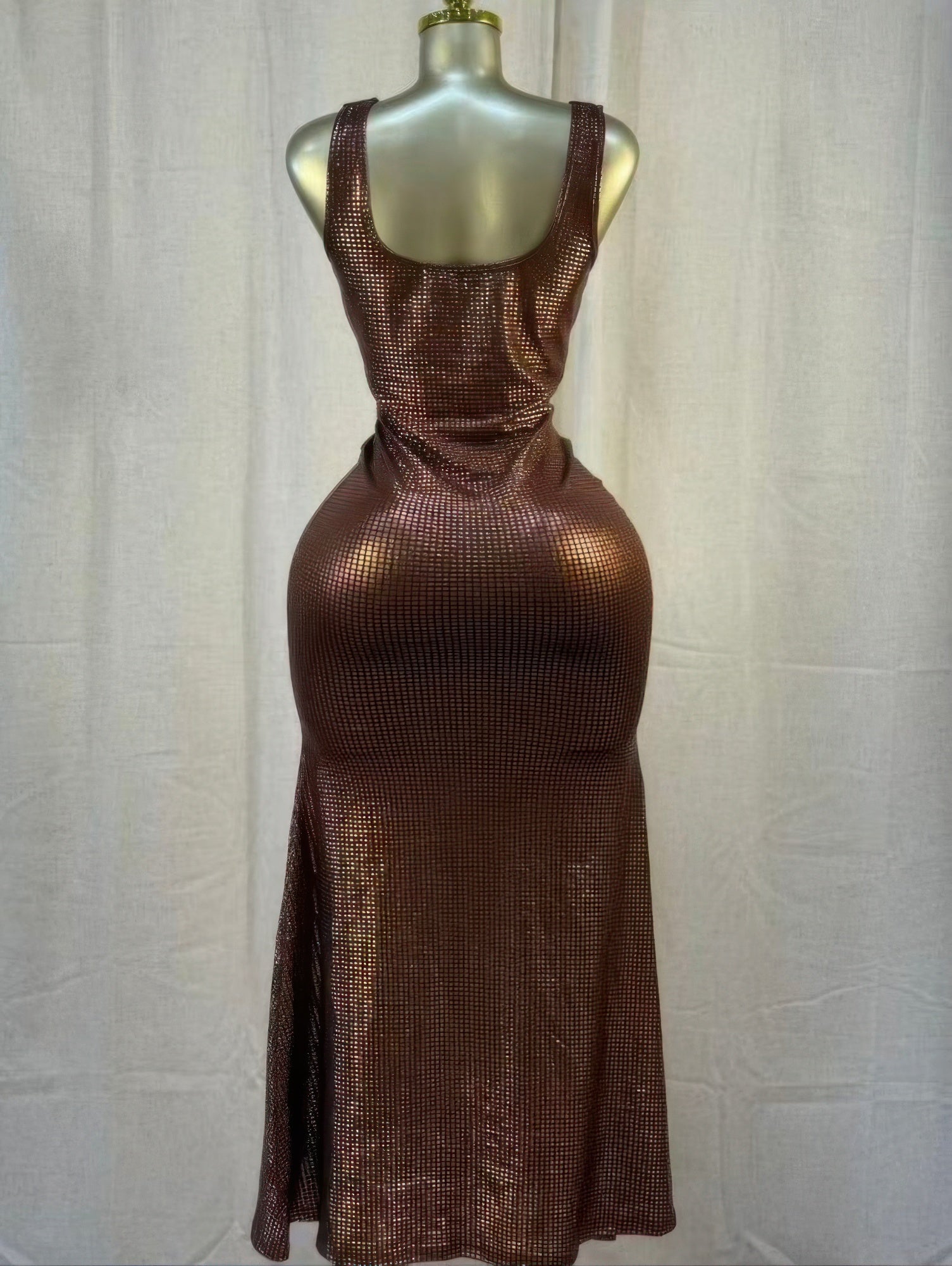 Brown Shimmer Cowl Neck Midi Dress Secondary image