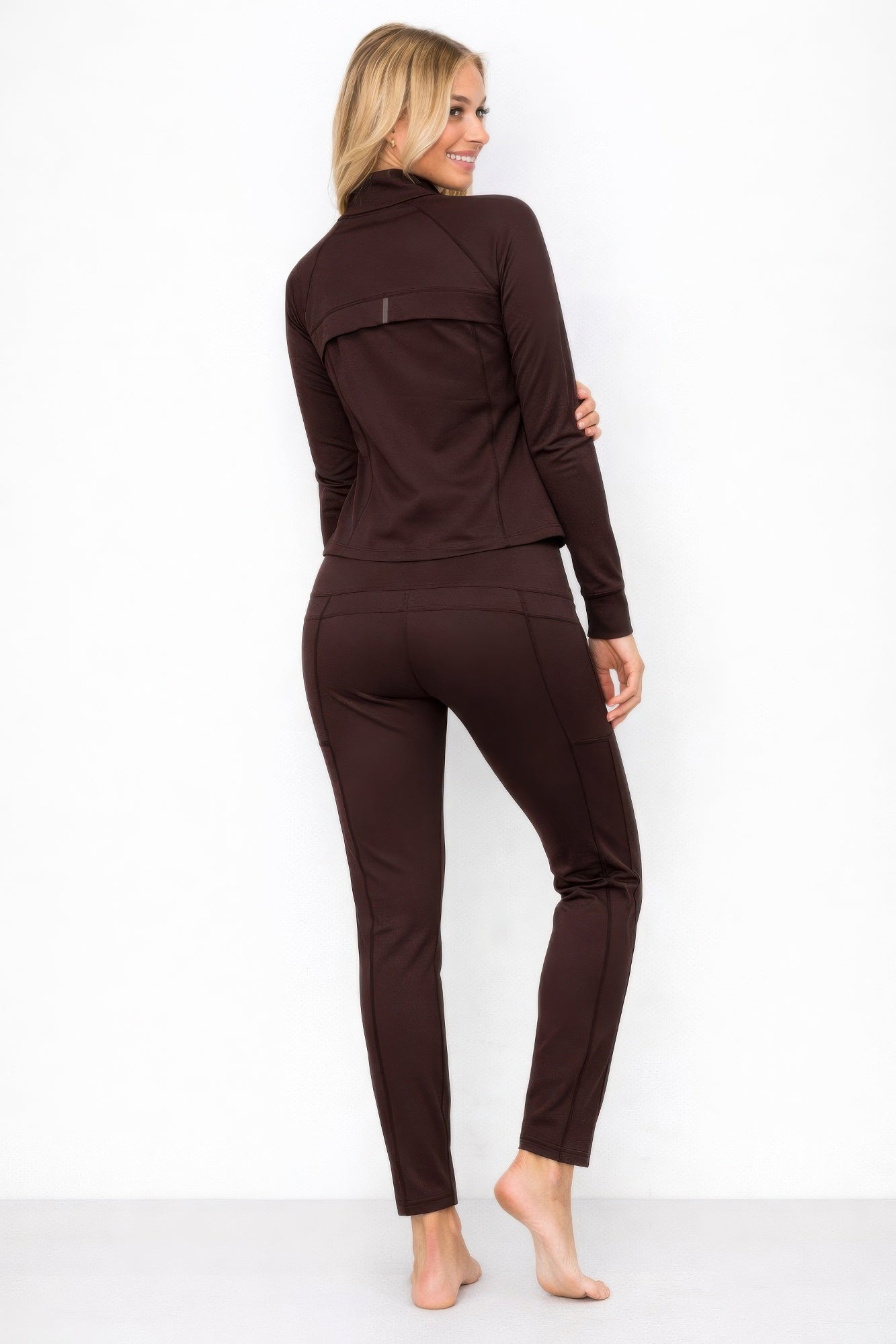 Chocolate Brown Zip Jacket and Pant Activewear Set Secondary image