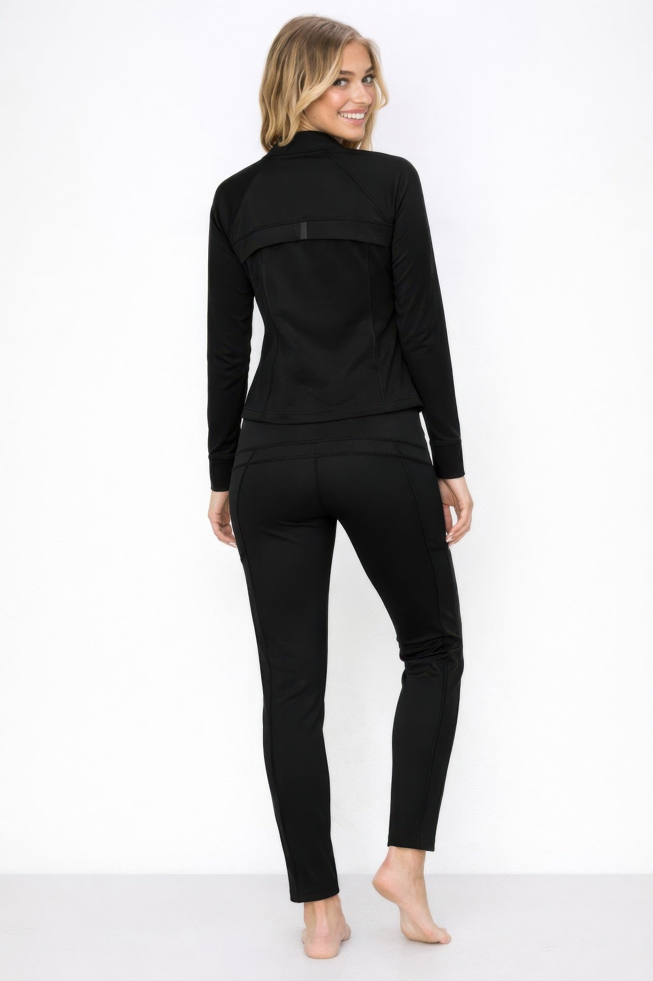 Black Zip-Up Active Jacket and Pants Set Secondary image