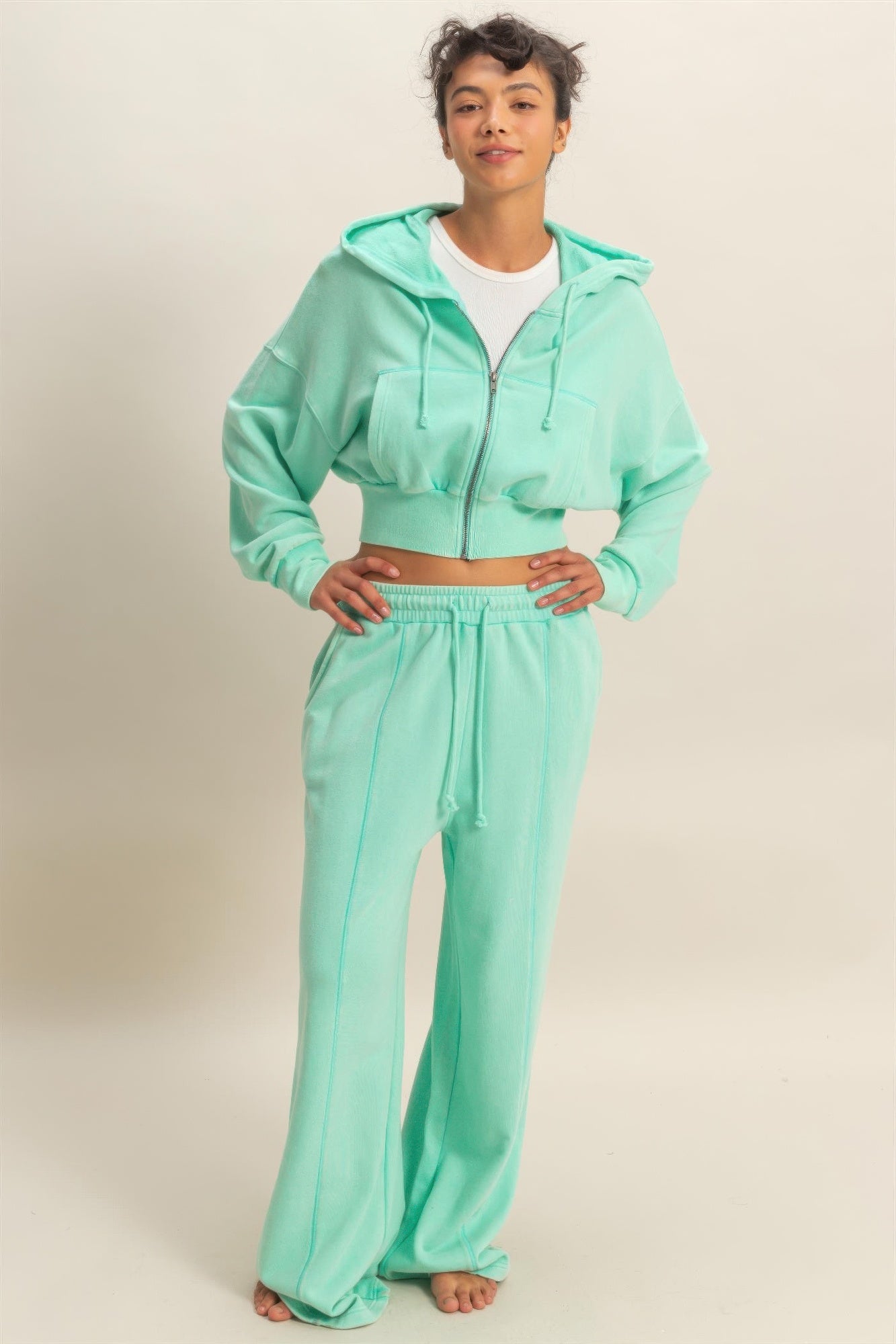 Mint French Terry High-Rise Wide-Leg Pants Secondary image