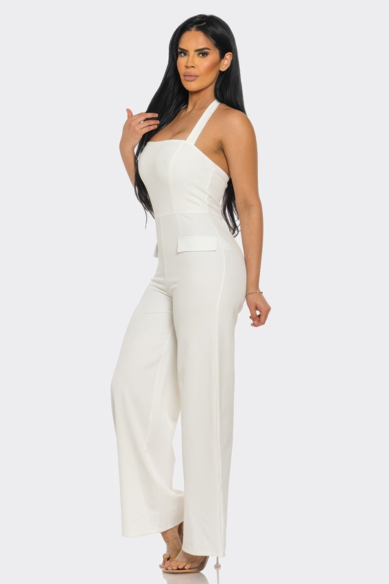Off-White Halter Neck Wide-Leg Jumpsuit Secondary image